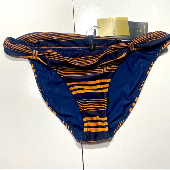 Vix Paula Hermanny Isabela Bia Gold & Blue Striped Bikini Brief Bottoms NWT XL - Picture 4 of 16